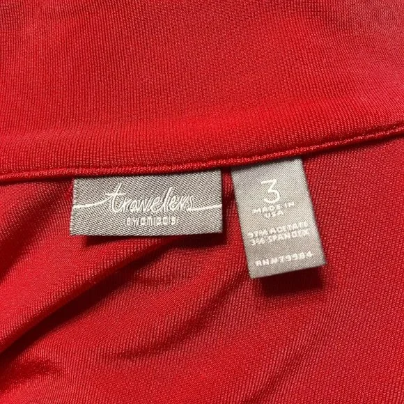 Travelers by Chico's Women's Red Acetate Soft Shell Full Zip Jacket Size 3 XL - Picture 10 of 10